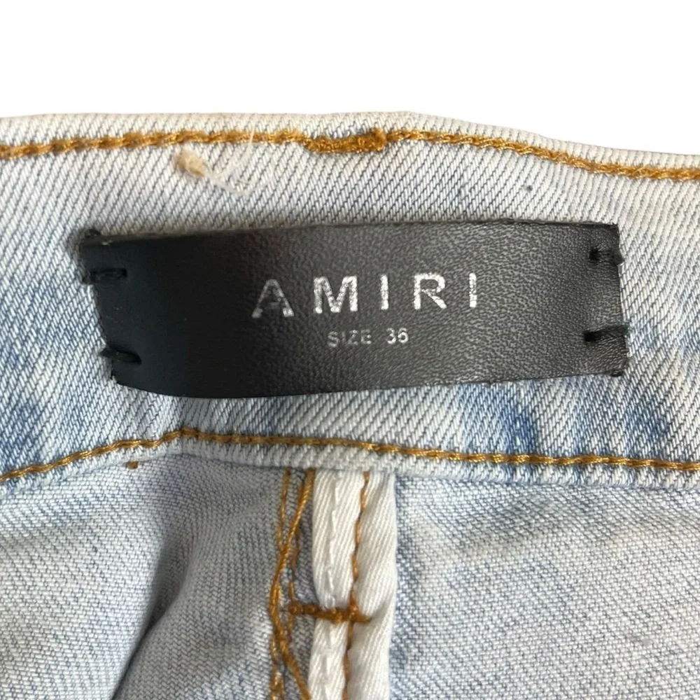 AMIRI Painter Distressed Skinny Jeans Men's Size 36 Blue Tie‎ Dye Paint Spots